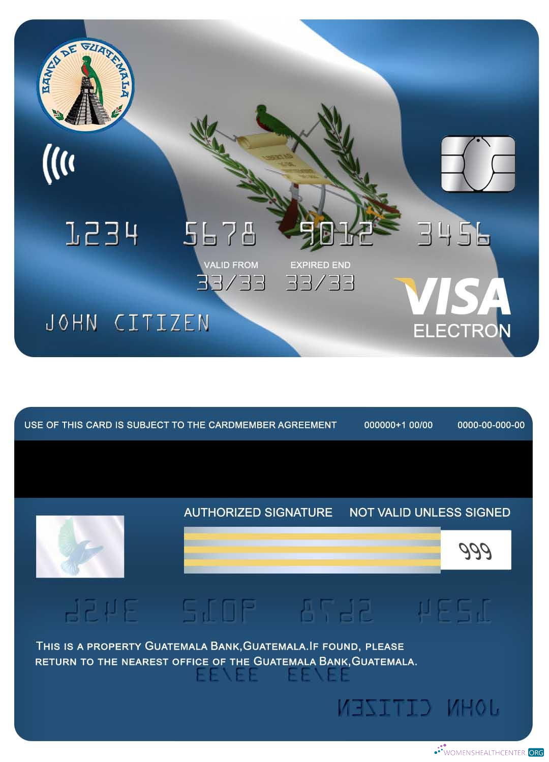 Download Guatemala Banco de Guatemala visa electron card Photoshop template